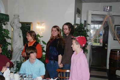 Smith Gathering: Fall at Katie and Karl's 11-28-09
Foreground: Andrew Awad and Tyler Entwistle;
Background: Miriam Parmelee; Abigail and friend
