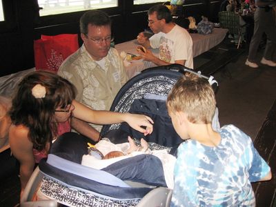 Eli Admirers
L to r: Laurel Higham; Joe Higham; Joe Hughes; Mark Glazer, in background
