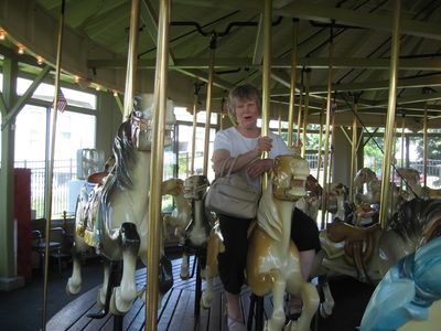 Dave Smith and Family Visit Carousel Tour 4
Jan Higham.  Will she fall off?
