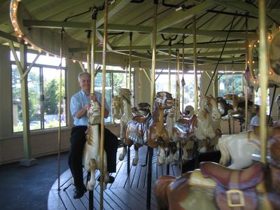 Dave Smith and Family Visit Carousel Tour 5
Here comes Clive on the Herschel Carousel.
