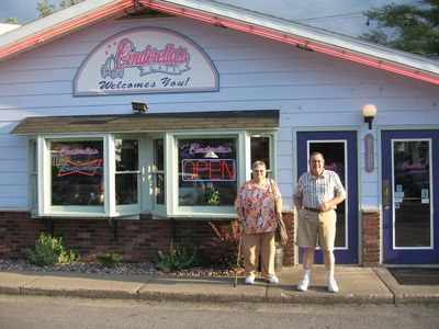 Dave Smith and Family Visit Camden Tour
Dave and Evelyn after dinner at Cinderella's Restaurant, Sylvan Beach, NY.
