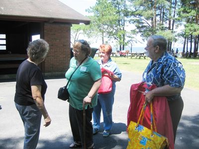 Reunion 2010
Jan Higham greets Mary Smith Taglieri; Susan Taglieri Miller; and Don Miller.  Richard Taglieri is behind Don.
