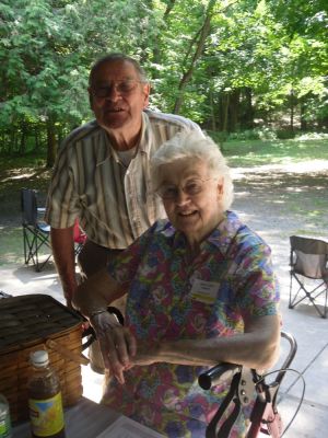 2015 Family Reunion, July 11, 2015
Dave Smith and 2nd Aunt Jane Curtiss Watkin
Their common ancestors are Heman and Lizzie Woods Curtiss
