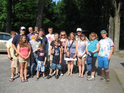 2015 Family Reunion, July 11, 2015
The Higham Contingent
In front, L to R: Katie Higham Phoenix; Eli Glazer; Cole Entwistle; 
2nd Row: Adam Phoenix; David Higham; Grandma Jan Mack Higham; Ann Higham Hughes; Laurel Higham: Joan Higham Entwistle; Justin Entwistle
3rd Row: Mary Higham Glazer; Mark Glazer, holding Audriann Glazer; Joe Higham; Tyler Entwistle; Jane Higham; Grandpa Jack Higham
Missing from photo, but attending:  Ben Hughes; Riley Hughes; Joe Hughes; Sam Hughes

