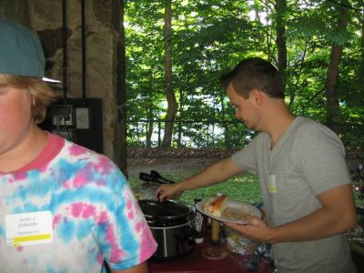 2015 Family Reunion, July 11, 2015
Chef David Higham samples the hot dogs
