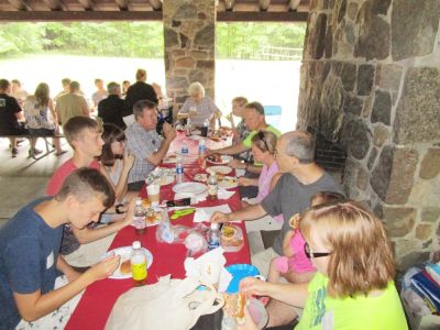 2016 Family Reunion July 9, 2016
ClW: Joe Hughes; Riley Hughes; Laurel Higham; Joe Higham; Jane Curtiss Watkin; Chris Curtiss-Rivers; Ben Hughes; Ann Higham Hughes; Mark Glazer; Audriann Glazer; Mary Higham Glazer
