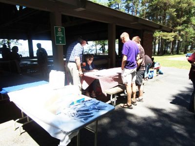 2018 Family Reunion, July 7, VBSP
Registration with Mary Smith Taglieri
Bob Sauerzopf, Jim and Nate Parmelee
