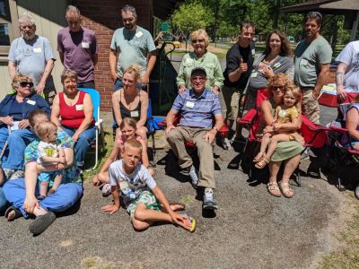 2022 Family Reunion July 9, 2022 VBSP
Family Groups:
Mary Smith Taglieri; Richard Taglieri
Miriam Smith Parmelee; (in back) Jim Parmelee; David Wendell; in front Florie Parmelee holding Asher Wendell
Rebecca Smith Tousant; on ground, Bella Tousant; Blake Tousant
Ed Rood; Lynette Wolcott Rood; Jane Higham, holding Nadia Awad; in back, Andrew Awad; Aley VanderPoel Awad with Elizabeth Jane Awad; Vince Palleschi, guest
