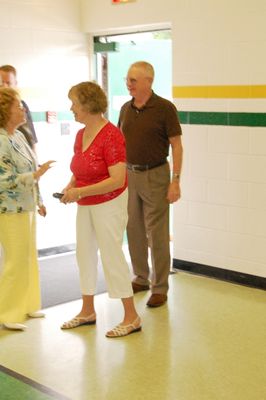 Sunday Party at OLS School
Guests: Jack and Jan Higham greet Mary D'Angelo
