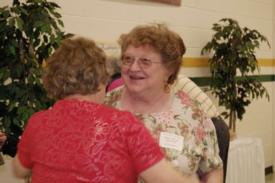 Sunday Party at OLS School
Guests: Jan Higham greets sister-in-law Betty Higham Sauerzopf
