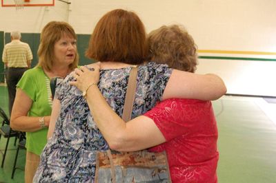 Sunday Party at OLS School
Guests:  Nancy Stanley Howey talks to Lynelle Howey and Jan Higham (backs to camera)
