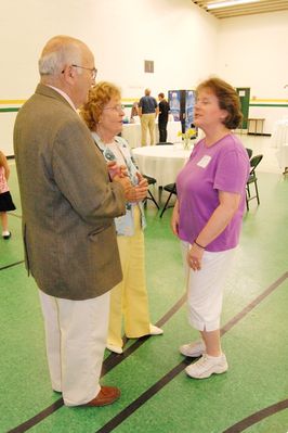 Sunday Party at OLS School
Guests.  Tom and Mary D'Angelo are greeted by Susan Higham Foley
