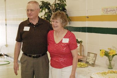 Sunday Party at OLS School
Cake:  Jack and Jan prepare to cut the cake.
