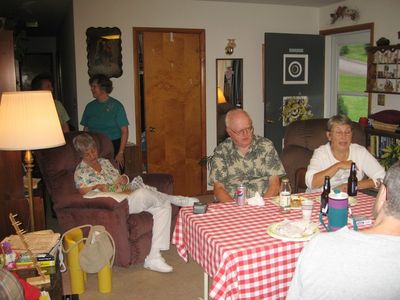 Friday/Saturday Breakfast and Picnic
Picnic: Jill and Eli Glazer in background.  Dick and Cathy Wilson talk with Mark in foreground.
