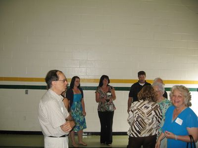 Sunday Party at OLS School
Guests: Jane Higham (back to camera) greets: (foreground) Ed and Debbie Fanning Carlone; (background) Amy Knowlton; Pam Fanning Chappell; Greg Chappell; and Eileen and Harold Fanning

