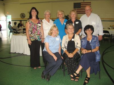 Sunday Party at OLS School
Guests: Cousins: (Seated) Denise Paukett Signor; Cathy Mack Wilson; Pat Fanning Livingston; 
(Standing) Pam Fanning Chappell; Barbara Mack Perkins; Debbie Fanning Carlone; Cindy Fanning Knowlton; Dan Mack
