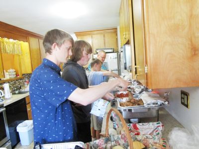 60th Anniversary Party Jack & Jan August 10, 2019
Food Line:  Riley; Justin; Cole; John
