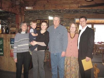 John H. Mack Funeral
At the Reservoir Inn following John's funeral service:
From L to R: Lois Mack McLeod; Bennett Harrison; Dael Nelson Harrison; Richard Nelson; Nancy Mack Nelson; Colin Nelson
